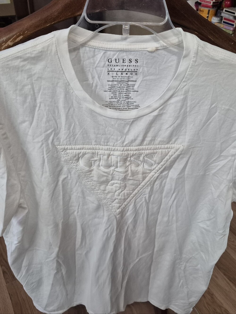 GUESS Embroidered Logo Tee in White
